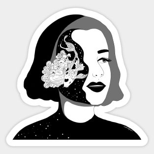 Koi fish surreal girl Sticker